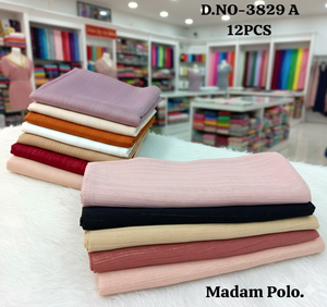 Ensemble Premium de 12 pièces : Collection de hijabs et châles en georgette froissée légère - Foulards texturés multicolores en tissu doux - Product Image 1