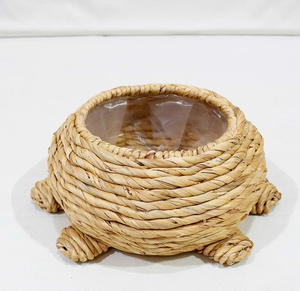 Maceta de Jacinto de Agua Natural en Forma de Tortuga, Hecha a Mano, con Revestimiento de Plástico para Decoración - Product Image 5