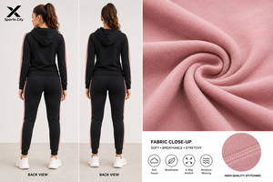 Chándal Deportivo para Mujer X Sports City, con Capucha, Cierre de Cremallera, Color Sólido, Estilo Deportivo, con Bolsillos Laterales, Transpirable, Logotipo X, OEM/ODM - Product Image 2