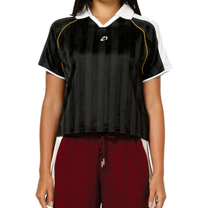 Camiseta Deportiva de Fútbol Americano para Mujer, con Cuello a Rayas Negras, Transpirable, de Poliéster, Manga Corta, Corte Ajustado - Product Image 4