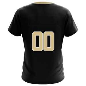 Camiseta de Fútbol Americano Negra con Cuello en V para Hombre, con Número 00 Dorado Sublimado, Diseño 2026 de Manga Corta que Absorbe la Humedad - Product Image 2