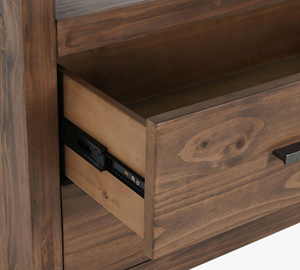 Estantería rústica de madera con 4 estantes abiertos y 2 cajones, mueble de almacenamiento independiente sin respaldo - Product Image 2