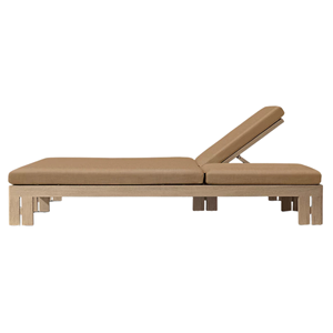Chaise longue double en teck, cadre écologique, dossier réglable, mobilier haut de gamme pour extérieur, bord de piscine, villa, personnalisable - Product Image 3