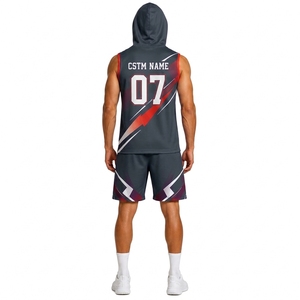 Custom 7 on 7 Sleeveless Hooded Football Jersey and Performance <b>Athletic</b> Shorts Uniform Set for Training Practice Tournament Gam - Product Image 2