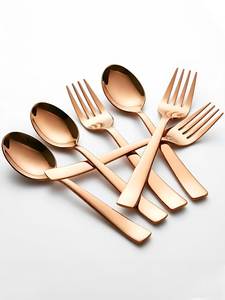 Ensemble de couverts de luxe en acier inoxydable doré, 5 pièces, gravé, finition miroir PVD, pour hôtel, restaurant, mariage - Product Image 3