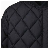 Blouson bomber matelassé noir à motif Argyle pour femme, veste courte légère d'hiver, manteau rembourré