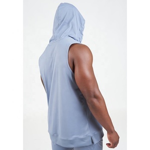 Sudaderas con Capucha para Hombre al por Mayor, 100% Poliéster, Camisetas sin Mangas Personalizadas para Gimnasio, con Bolsillo Lateral con Cremallera, Diseño Liso y Moderno, Primavera - Product Image 3