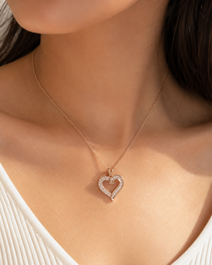 Pendentif en or rose 18 carats avec diamant de laboratoire certifié IGI, taille cœur, serti pavé, pour femme, style classique - Product Image 2