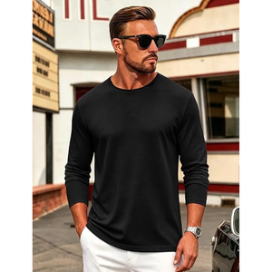 T-shirt à manches longues pour homme, col rond, décontracté, uni, coupe classique, pour tous les jours - Product Image 3