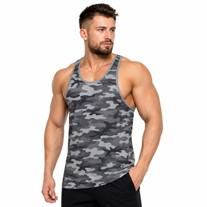 Débardeur de sport pour homme imprimé camouflage, tricoté, dos nageur, 100% coton respirant, pour la gym et l'entraînement - Product Image 2