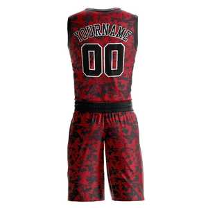 Conjunto de Uniforme de Baloncesto Personalizado con Camuflaje Rojo, Sin Mangas, Impresión Sublimada, Secado Rápido, Uniforme Deportivo para Adultos Unisex - Product Image 3
