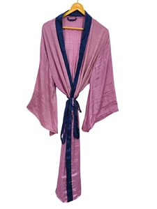 Robe en soie longue jusqu'aux chevilles, robe multicolores, robe de nuit, robe indienne vintage en soie recyclée, kimono en sari - Product Image 6
