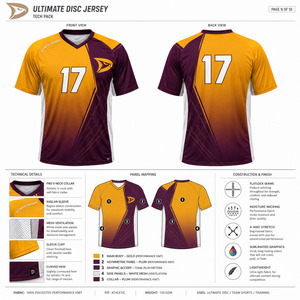 เสื้อทีมอัลติเมทดิสก์แบบกำหนดเอง เสื้อแข่งอัลติเมทดิสก์ โพลีเอสเตอร์น้ำหนักเบาพิมพ์ลายแบบระเหิด แห้งเร็ว ระบายอากาศได้ดี - Product Image 5