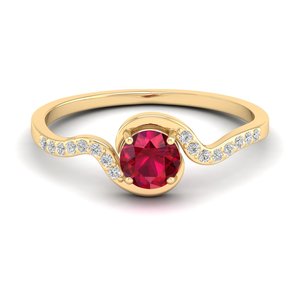 Bague solitaire REYES en or 14 carats certifiée IGI avec diamant et rubis pour femme, prix de gros, bijoux fins minimalistes - Product Image 6