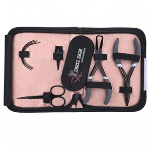 Kit professionnel d'outils pour extensions capillaires en acier inoxydable : pinces à micro-perles, aiguilles à coudre, séparateur de mèches Velcro - Product Image 1