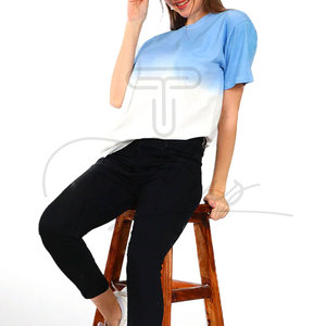 Camiseta Tie & Dye de Color Sólido de Alta Calidad al por Mayor para Mujer, Camiseta Tie & Dye de Algodón Ligero y Transpirable para Mujer - Product Image 2