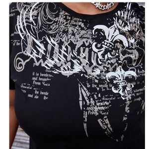 Custom Women Graphic Print <b>T</b> <b>Shirt</b> Skull Patch Denim Shorts Two Piece Set Y2K <b>Gothic</b> Streetwear Oversized Summer Tracksuit Bulk - Product Image 5