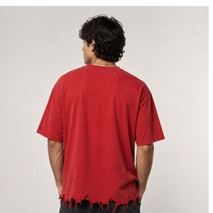 T-shirt Homme Oversize Streetwear Grammage Lourd, Style Grunge, Vintage, Effet Usé et Délavé à l'Acide - Product Image 3