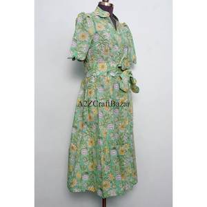Robe midi en coton doux et respirant pour femmes, imprimé floral, designs élégants, poches, idéale pour les fêtes en plein air et les occasions spéciales - Product Image 5