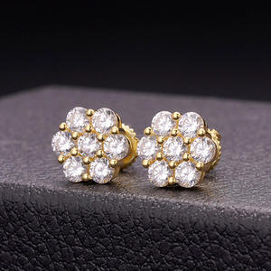 Magnifiques boucles d'oreilles fleur en diamant de culture, argent sterling 925, bijoux étincelants, cadeau pour femmes et hommes - Product Image 1