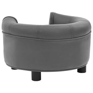 Cama para Perros de Madera de Abeto Sólido de 18.9x18.9x12.6 Pulgadas con Tapicería de Cuero Sintético Gris de Lujo - Product Image 5