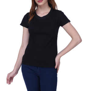 T-shirt imprimé à manches courtes pour femme en tissu polyester/coton, couleur unie, col rond, écologique, respirant, séchage rapide - Product Image 2