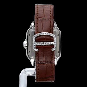 Montre de luxe pour homme et femme avec boîtier carré en moissanite VVS1 personnalisé, bracelet en acier inoxydable avec moissanite, fermoir résistant à l'eau - Product Image 3