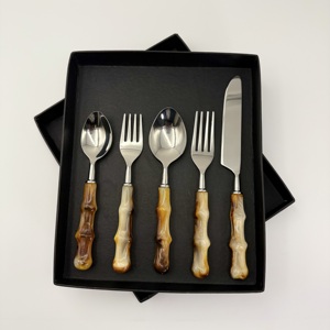 Cubiertos de Acero Inoxidable con Asas de Resina, Juego de Cubiertos con Acabado Espejo, Estilo Moderno - Product Image 4