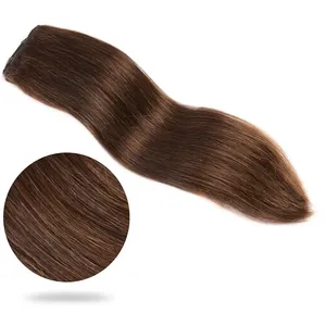 Extensions de cheveux indiens à clipser, trame nouée à la main, double épaisseur, Remy, pointes pleines, couleur brun naturel, toutes les couleurs adaptées - Product Image 2