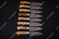 Couteau de Chef Professionnel Ambidextre en Acier Damas Forgé à la Main, Motif Torsadé, Manche en Bois d'Olivier, Lame Pleine Longueur pour BBQ et Cuisine
