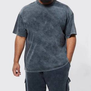 T-shirts pour hommes en coton 100% délavé, style vintage, grande taille, effet délavé à l'acide, vente en gros - Product Image 3