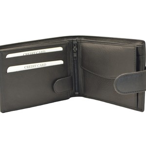 WOW Men's Genuine Leather Trifold <b>Wallet</b> <b>RFID</b> <b>Blocking</b> Slim Minimalist Black Fold Closure Daily Use - Product Image 2