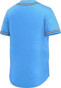 Maillot de baseball bleu à manches courtes avec cordon de serrage, unisexe, coupe classique, maille respirante, 100 % polyester, toutes saisons - Product Image 2