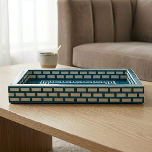 Plateau de service haut de gamme en résine incrustée, fait main, décoratif, pour table basse, centre de table, coiffeuse et décoration de luxe, idéal comme cadeau. - Product Image 2