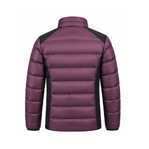 <b>Men's</b> <b>Purple</b> Puffer Jacket Stand Collar Zipper Closure Windproof Casual Winter Wear Slim Fit Polyester Wadding Puffer Jacket - Product Image 2