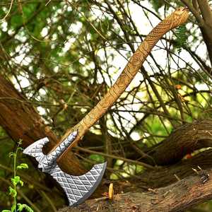 High Quality Hand Forged Premium Double Headed Tomahawk Hatchet Industrial Grade High Carbon Steel Camping Survival Wood <b>Handle</b> - Product Image 6