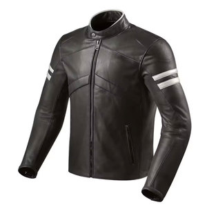 เสื้อแจ็คเก็ตมอเตอร์ไซค์ทรงสลิมฟิตสำหรับผู้ชาย ยี่ห้อ Econex ผลิตจากหนัง PU กันลม ตกแต่งหมุดด้านหน้า ปกคอพับ ปิดด้วยซิป สีพื้น - Product Image 3