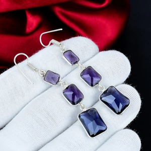 Pendientes de amatista de plata de ley 925, pendientes de piedra preciosa de nacimiento, hechos a mano, colgantes, joyería de regalo para mujer - Product Image 3