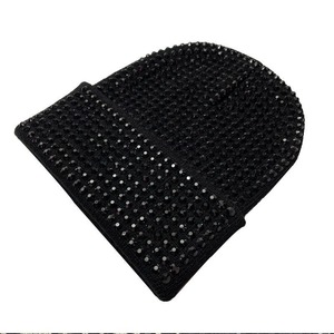 Unisex Red Rhinestone Beanie Hat Solid Color <b>Winter</b> <b>Cap</b> Casual Stretch Acrylic Warm Headwear for Adults 56-58CM - Product Image 6