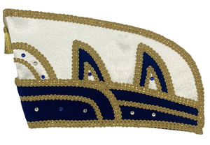 Gorra de Carnaval Blanca de Satén con Bordado Plateado, Borla Decorativa y Diseño de Barco Pequeño - Product Image 5