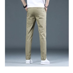 Pantalones Chinos de Lona de Poliéster/Algodón, Nuevos, de Marca, Corte Slim Recto, Frente Plano, Cintura Alta, Transpirables, para Hombre - Product Image 6