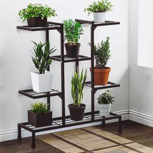Support à plantes en métal robuste à 8 niveaux, porte-pots multi-étages, revêtement poudré antirouille, pour intérieur et extérieur - Product Image 2