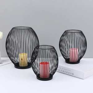 Hexagonal black metal lantern amber floral glass panels dome <b>top</b> handle rustic farmhouse indoor outdoor candle lighting durable - Product Image 2