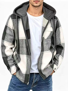 Wholesale Streetwear <b>Flannel</b> Shirt <b>Jacket</b> Long Sleeve Plaid Polyester Lined Breathable - Product Image 1