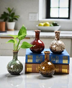 New Arrival <b>Ceramic</b> <b>Vase</b> Wabi Sabi Style Crackled Glaze Handmade Tabletop Decor 8-16 Inches Green Black Finish - Product Image 6