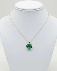 Lab Grown <b>Emerald</b> Heart <b>Pendant</b> Necklace Synthetic Green Gemstone Jewelry Romantic Gift Wholesale Supplier - Product Image 4