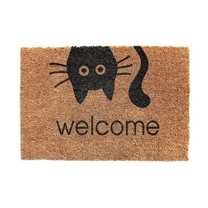 Modern Plush Design Coir <b>Doormat</b> High Quality New Year's Holiday Chevron Pattern '<b>Cat</b> Welcome' Printed Area Rugs & Sets Price - Product Image 1