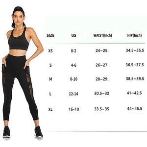 High Waist Mesh <b>Leggings</b> Women Full Length Solid <b>Black</b> Sporty Compression Tummy Control Seamless Knitted Spandex Polyester - Product Image 2