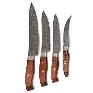 Couteaux de chef en acier Damas de style traditionnel, 4 pièces, avec manche personnalisé, bord dentelé tranchant, multi-usages, écologiques - Product Image 3
