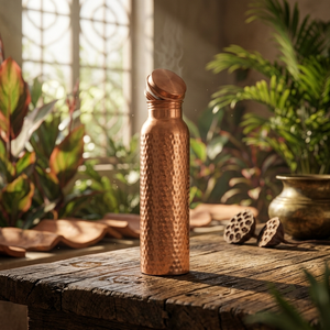 Botella de agua ecológica de cobre martillado, artículos para bebidas ayurvédicas, botella de agua metálica sostenible - Product Image 2